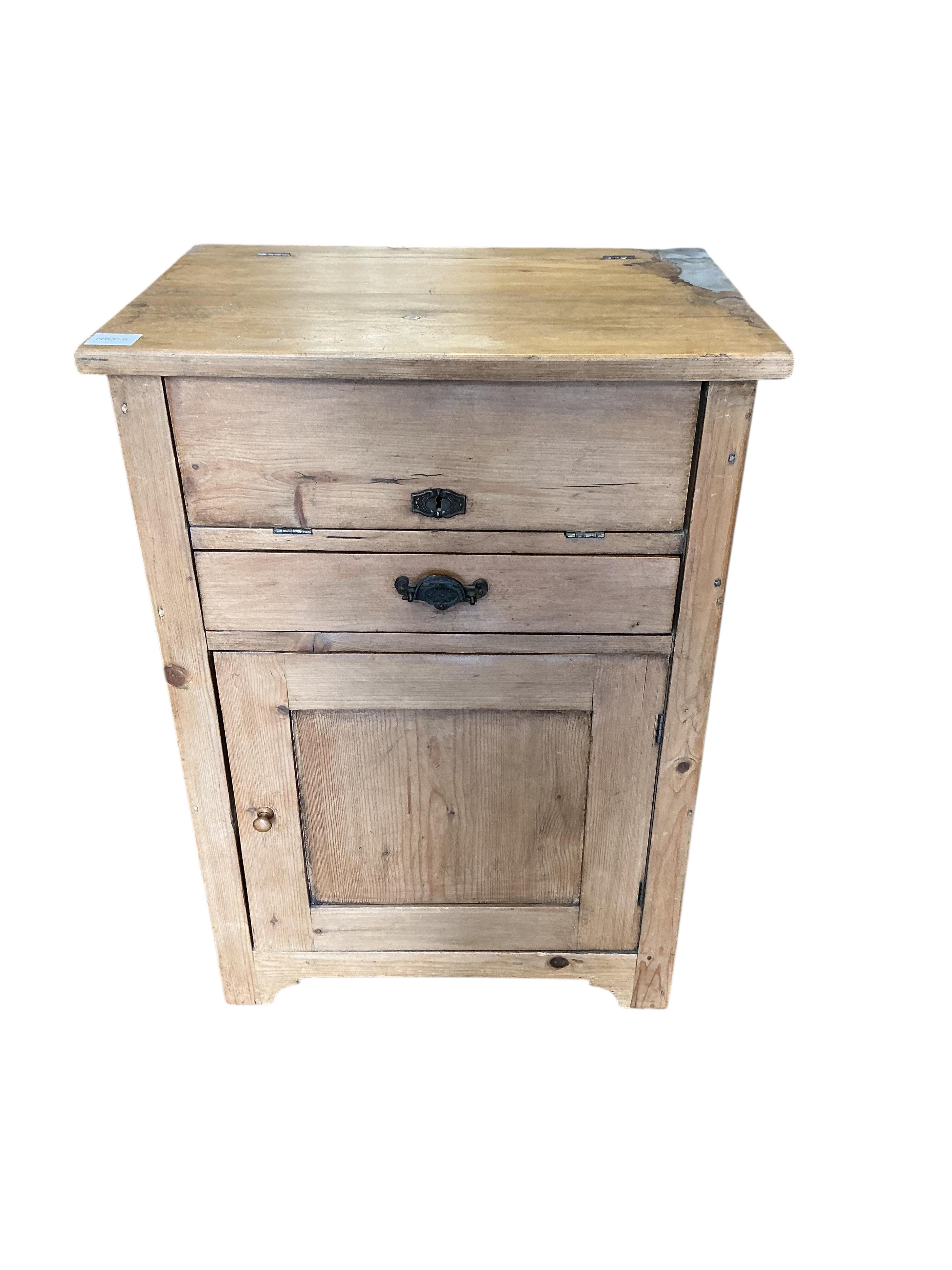 A late 19th century Continental pine washstand, width 59cm, depth 44cm, height 85cm